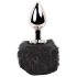 FEELZTOYS Bunny Tails - fém anál plug nyuszifarokkal (ezüst-fekete)