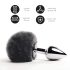 FEELZTOYS Bunny Tails - fém anál plug nyuszifarokkal (ezüst-fekete)