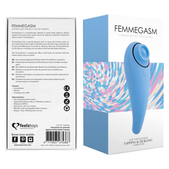FEELZTOYS Femmegasm - akkus, vízálló hüvelyi és csikló vibrátor (kék)