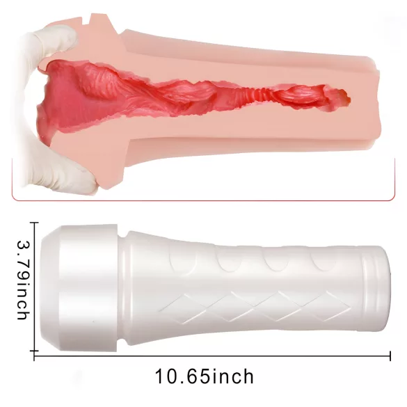 Tracy's Dog 3D Stroker - élethű műpunci maszturbátor tokban (fehér-natúr)