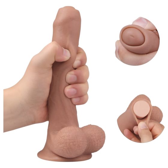 Tracy's Dog Uncut Foreskin - herés fitymanátor dildó (21cm) - natúr
