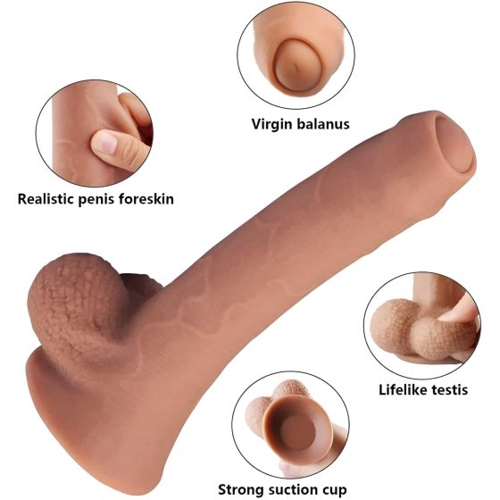 Tracy's Dog Uncut Foreskin - herés fitymanátor dildó (21cm) - natúr